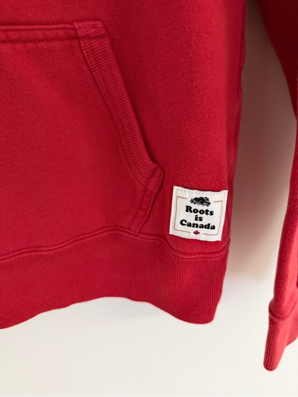 Roots Canada Beaver Graphic Hoodie Red Made in Canada XS - Picture 4 of 10